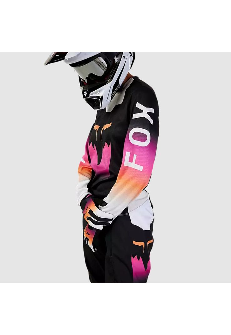 Polera Moto Mujer 180 Flora Negro/Rosado Fox-3