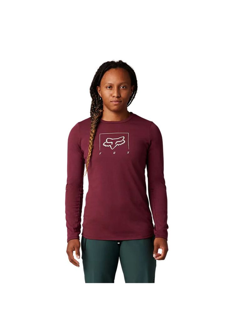 Polera Bicicleta Mujer Manga Larga Ranger Drirelease® Burdeo Fox-1