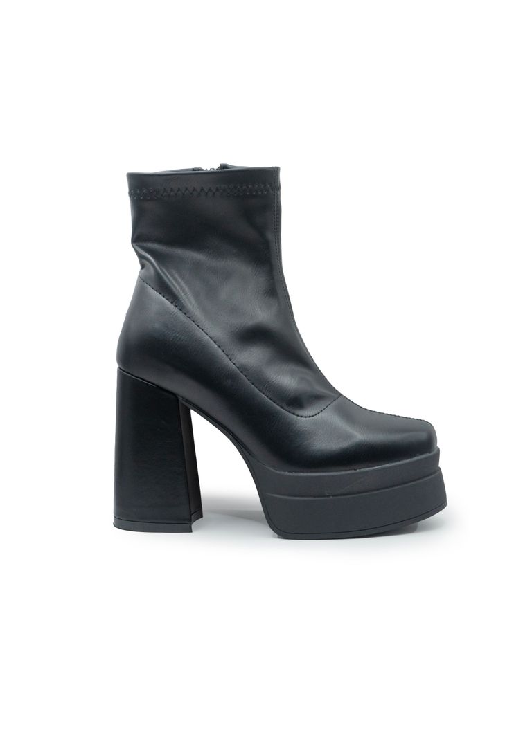 Botin De Mujer Ecocuero Negro Plataforma-0