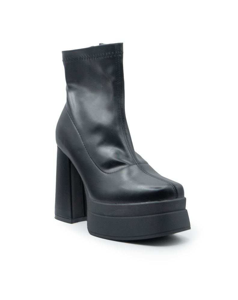 Botin De Mujer Ecocuero Negro Plataforma-1