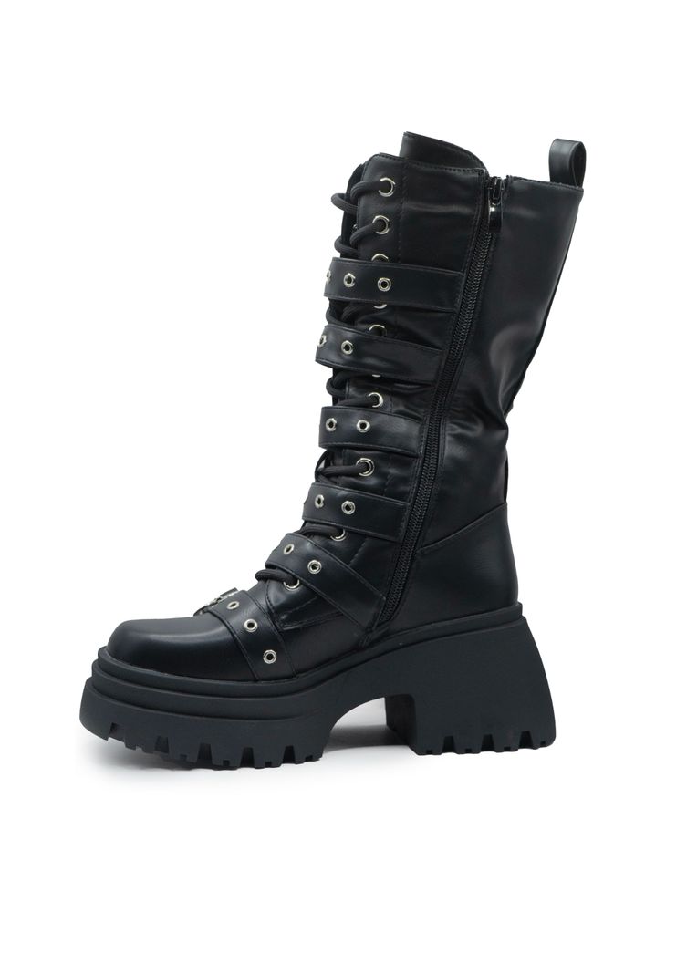 Botas Bucanera Hebillas De Corazon Rock Combat Dama-2