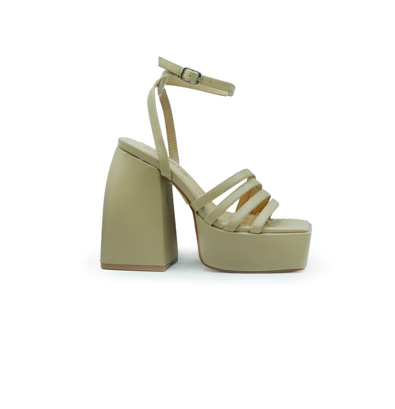 Tacones Alto Para Fiesta Plataforma Beige Eco Cuero-0
