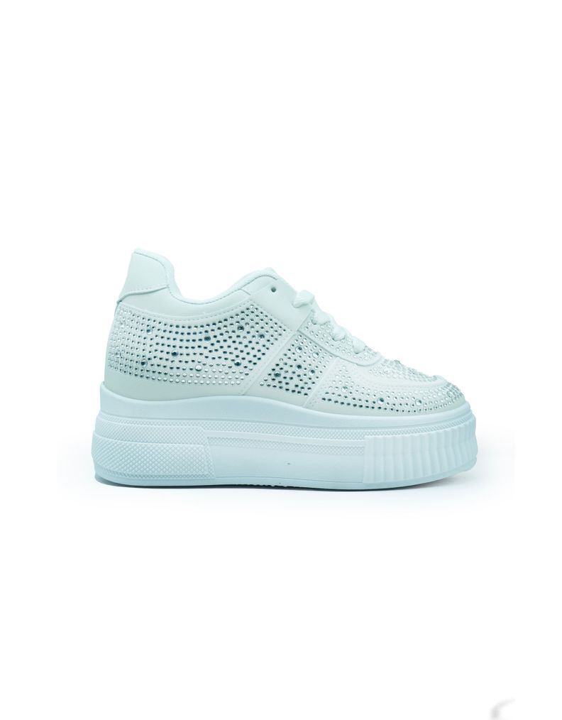 Zapatillas Blancas Con Plataforma Y Diamantes-0