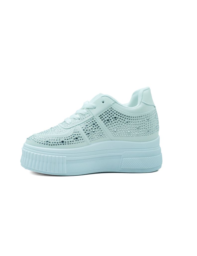 Zapatillas Blancas Con Plataforma Y Diamantes-2