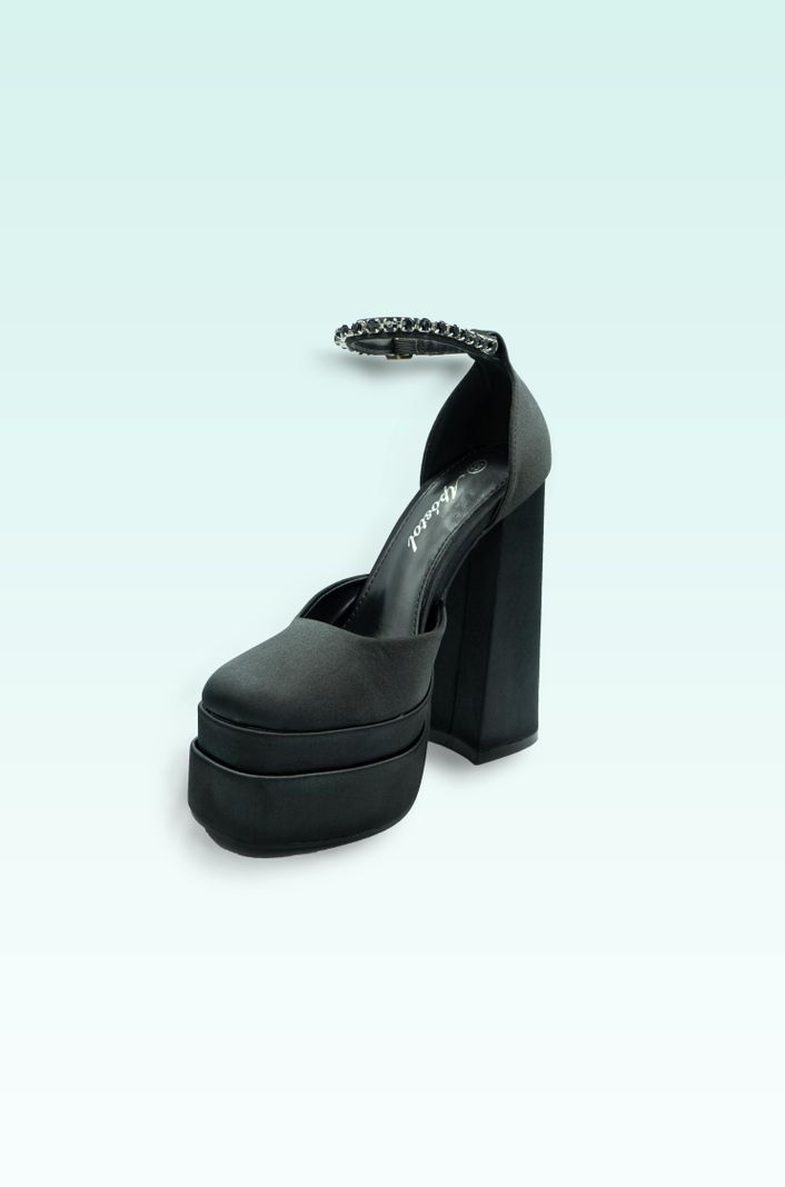 Zapatos Tacones Alto Para Fiesta Mujer Plataforma Negro-1