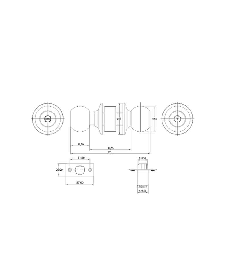 Cerradura de pomo cilíndrica, Oficina -Dormitorio. (Acero inoxidable 304)-2