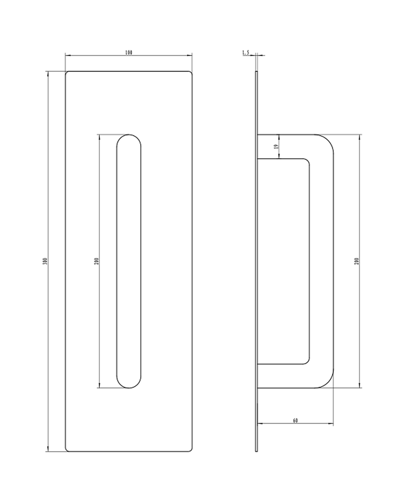 Placa de empuje. Pull / Push (Acero inoxidable 304)-1
