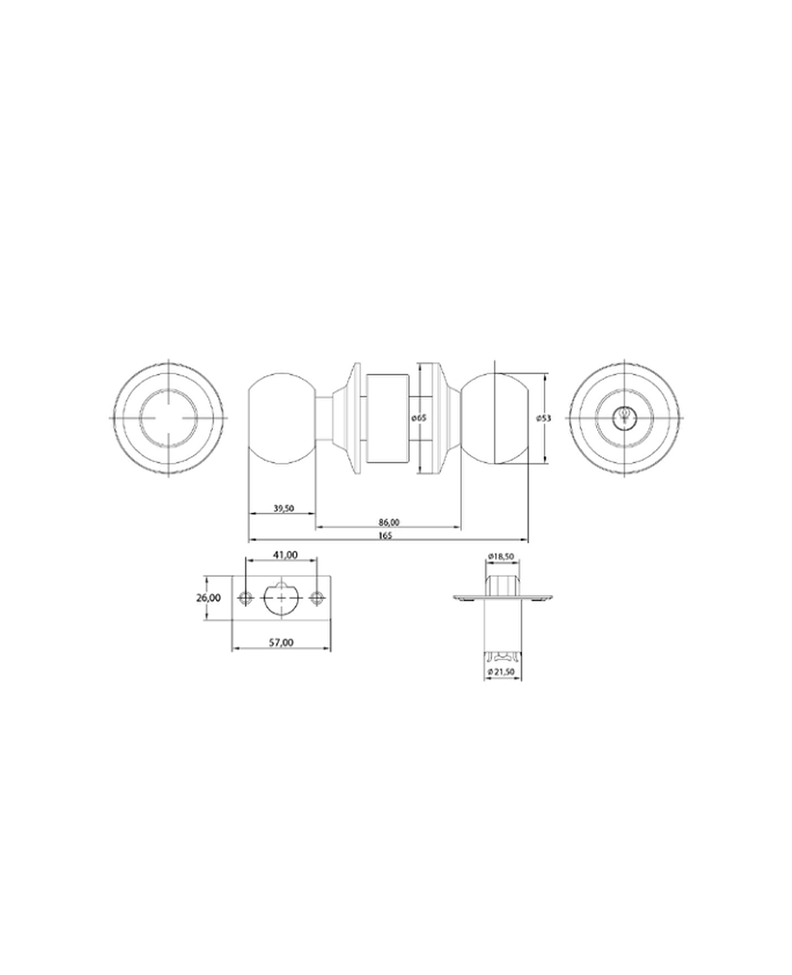 Cerradura de pomo cilíndrica, Acceso principal - Bodega. (Acero inoxidable 304)-2