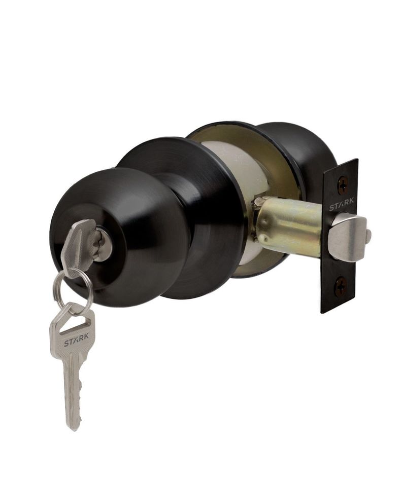 Cerradura de pomo cilíndrica, Oficina -Dormitorio. (Negro mate)-0