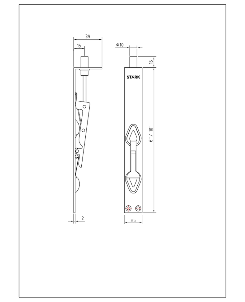 Picaporte embutido de palanca de 25x10". (Negro mate)-1