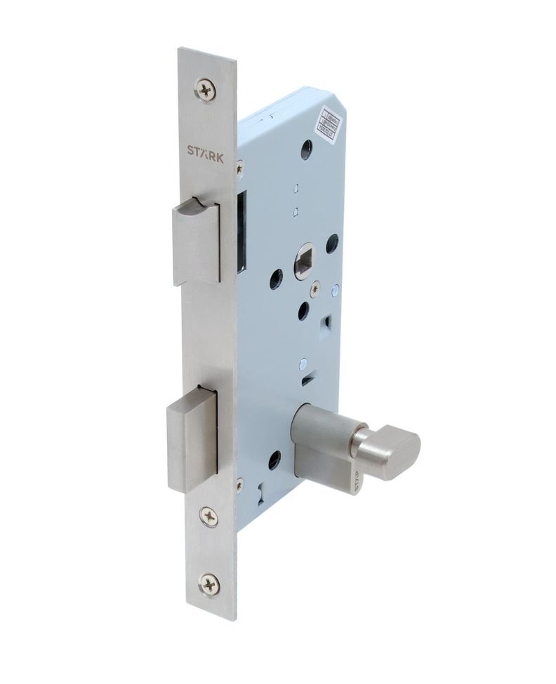 Cerradura de embutir a princ, ofi, Llave ext/seg int. A inox Gris