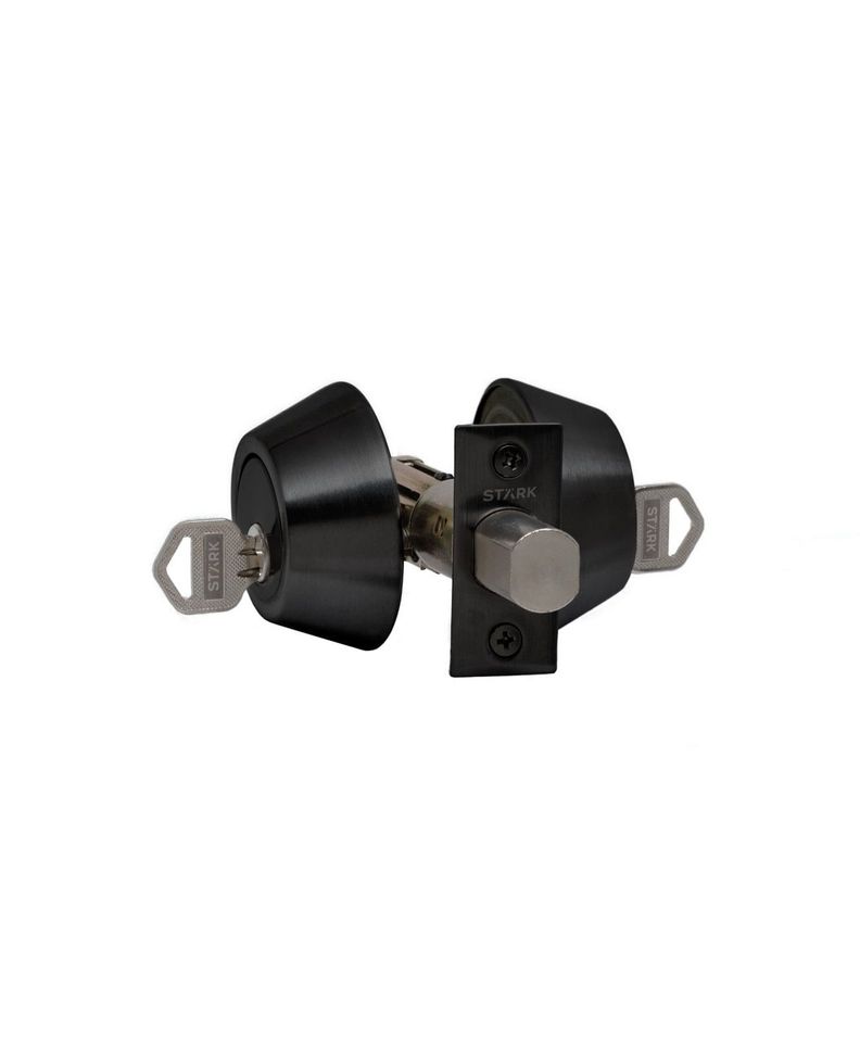 Cerrojo de seguridad, cilindro exterior e interior. (Negro mate)-0