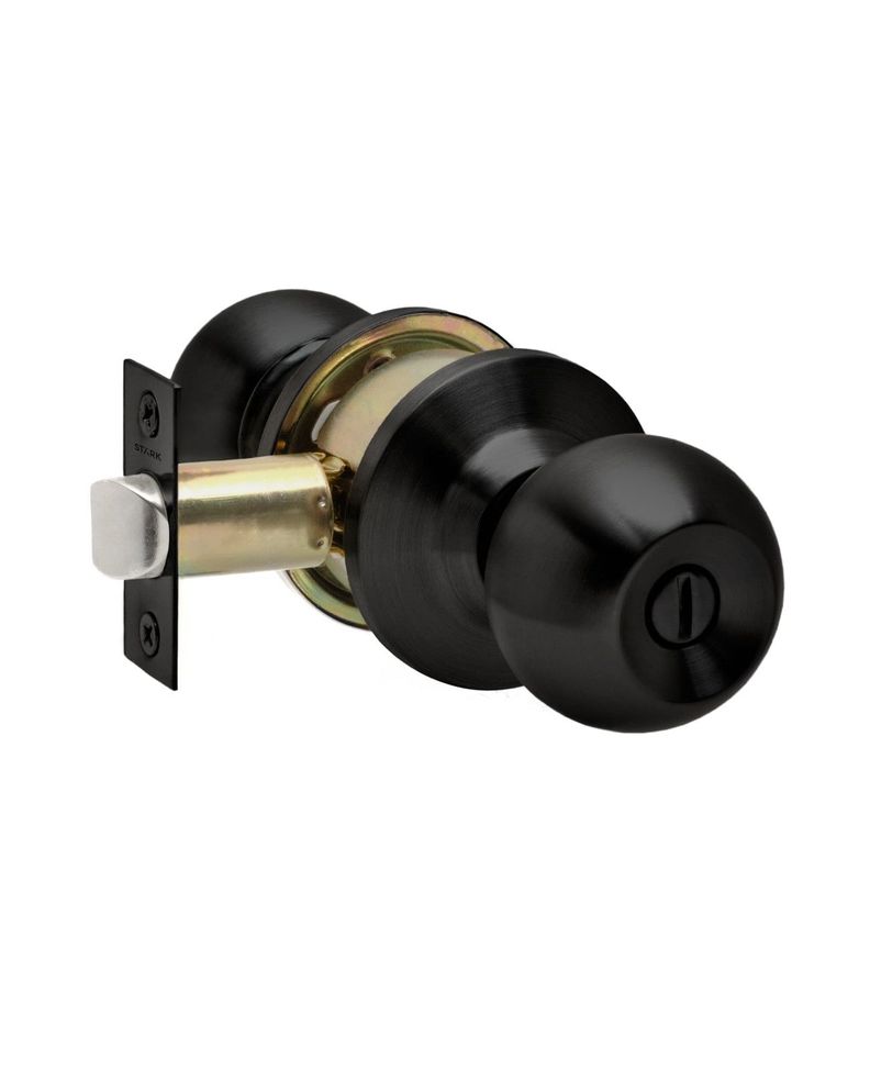 Cerradura de pomo cilíndrica, Baño - Dormitorio. (Negro mate)-1