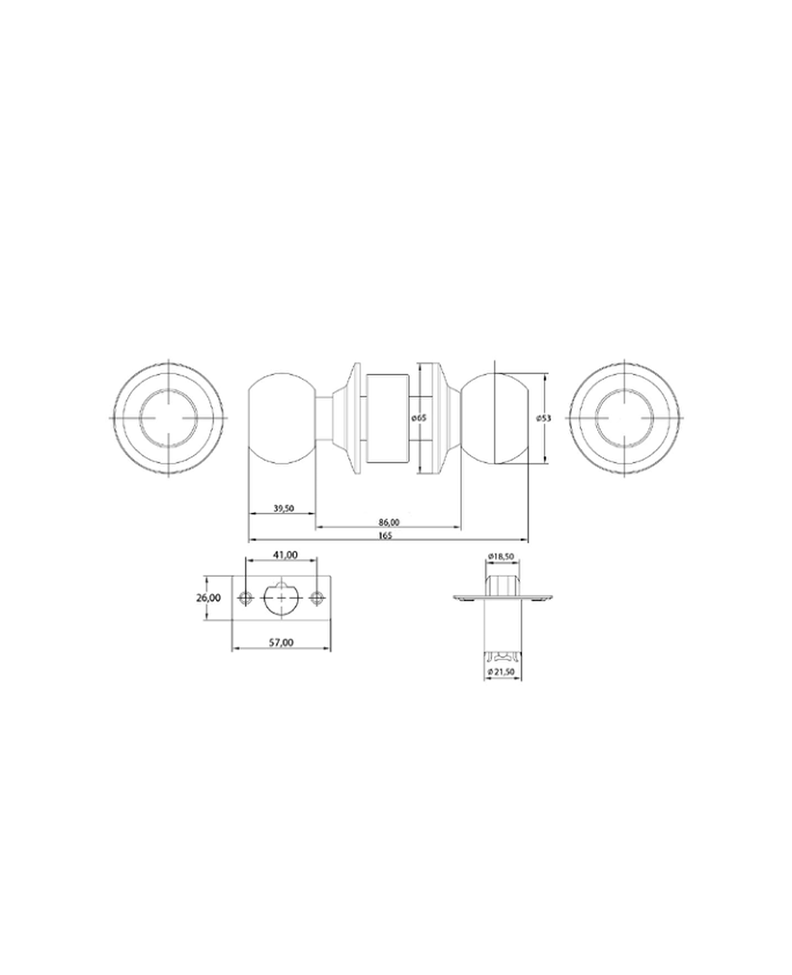 Cerradura de pomo cilíndrica, simple paso. (Acero inoxidable 304)-1