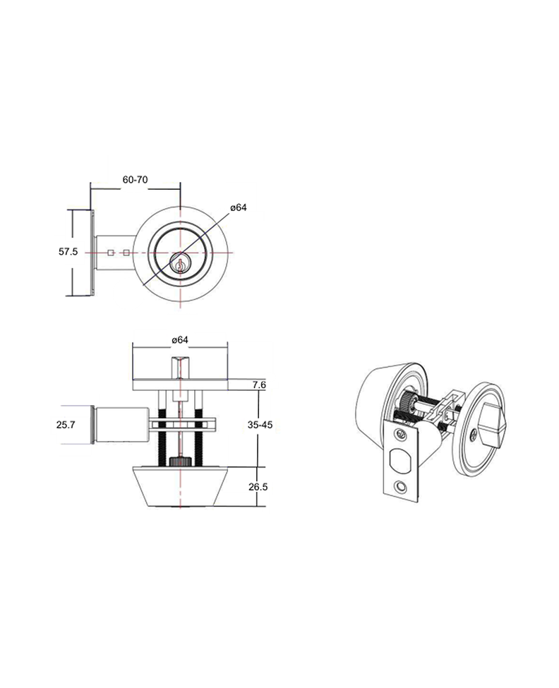 Cerrojo de seguridad, cilindro exterior y seguro interior. (Acero inoxidable)-1