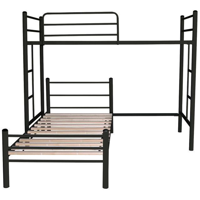 Cama Alta + Cama Baja 1 Plaza Negro-1