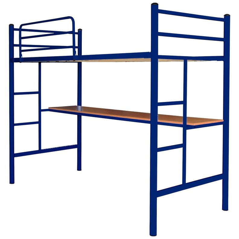 Cama Alta 1.5 Azul Con Escritorio-1