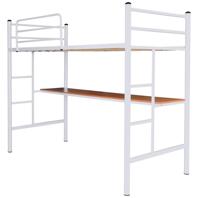 Cama Alta 1.5 Blanco Con Escritorio-1