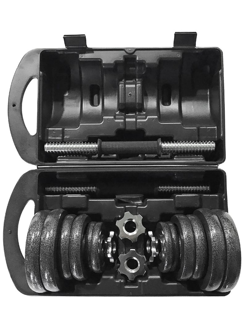 Set Barra Mancuernas Atletis Metal 20Kg Negro-4