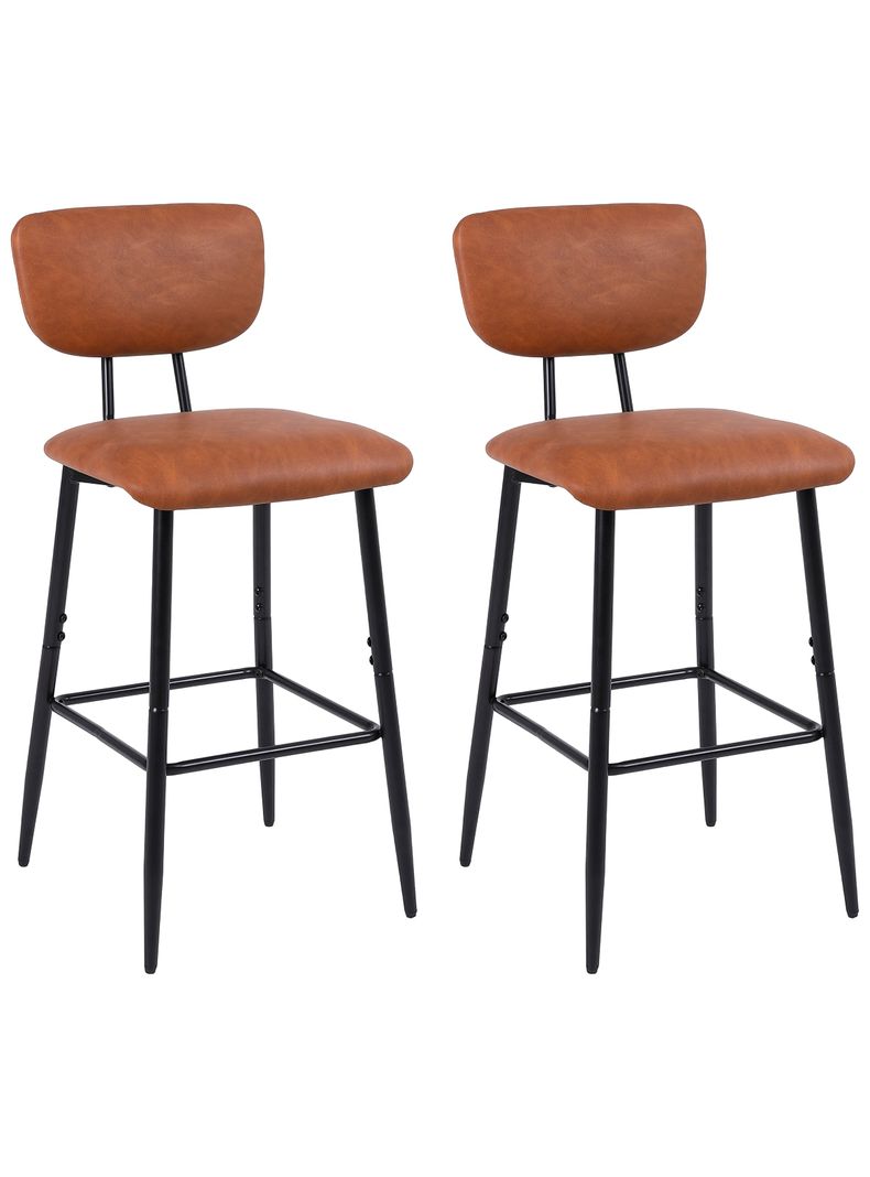 Pack 2 Pisos de Bar o Cocina Mid-Century con Respaldo Marrón-0