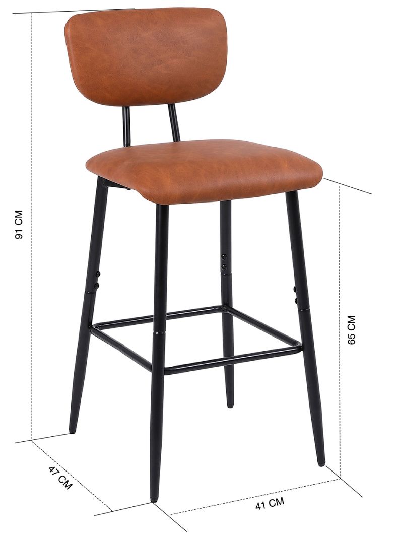 Pack 2 Pisos de Bar o Cocina Mid-Century con Respaldo Marrón-7