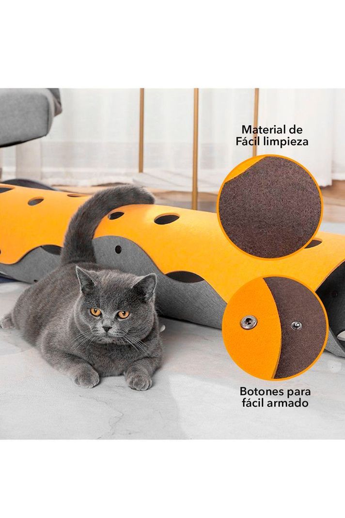 Tunel Fieltrro Plegable para Gatos Multicolor-3
