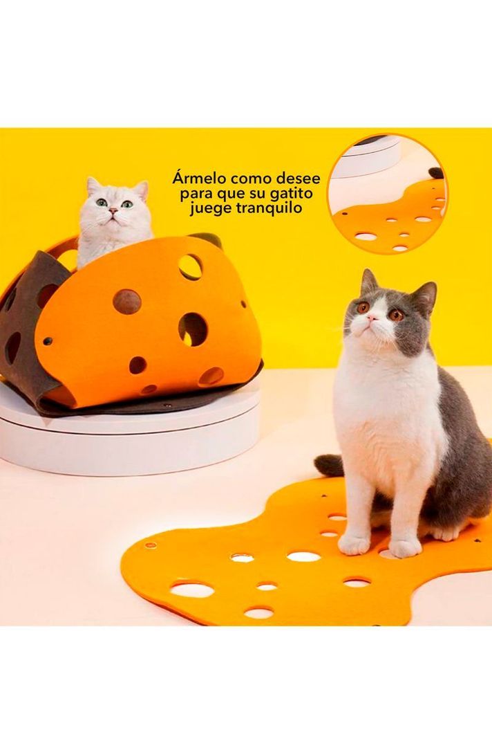 Tunel Fieltrro Plegable para Gatos Multicolor-4