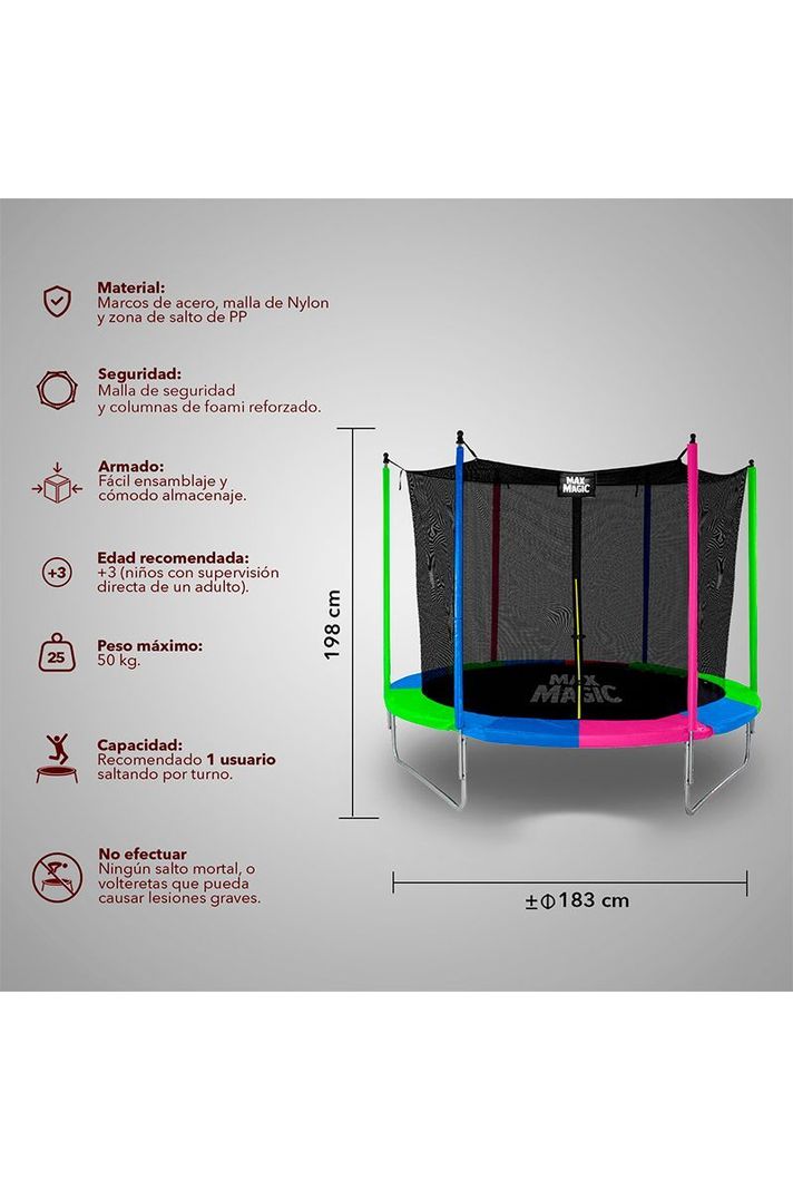 Cama Elástica 183 cm (6 Ft) Único Color-2