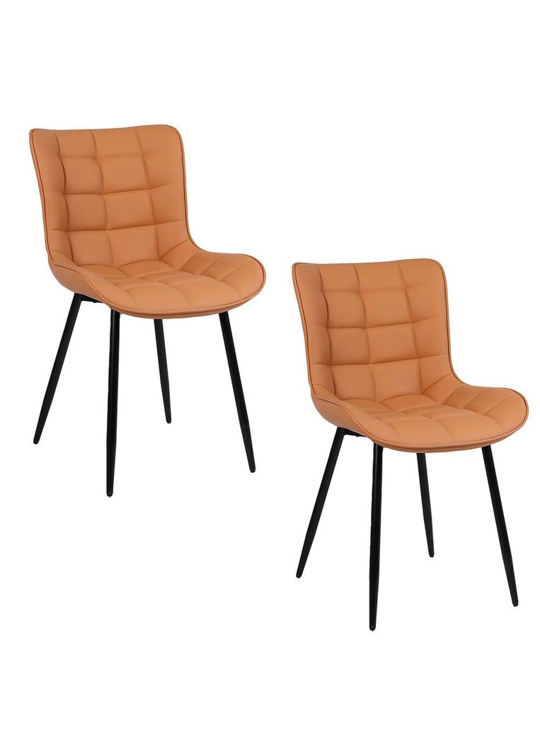 Pack 2 Sillas de Comedor Pu Camel Patas Metalicas