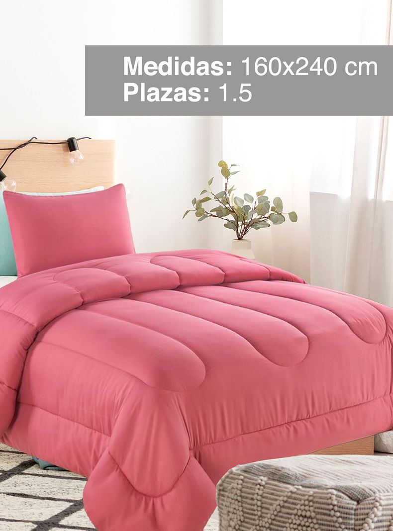 Plumón Liso Colors 1.5 Plazas Rosado-1