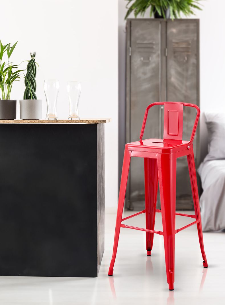 Pack De 4 Silla Alta Metal Rojo-1