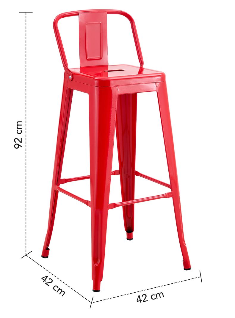 Pack De 4 Silla Alta Metal Rojo-7