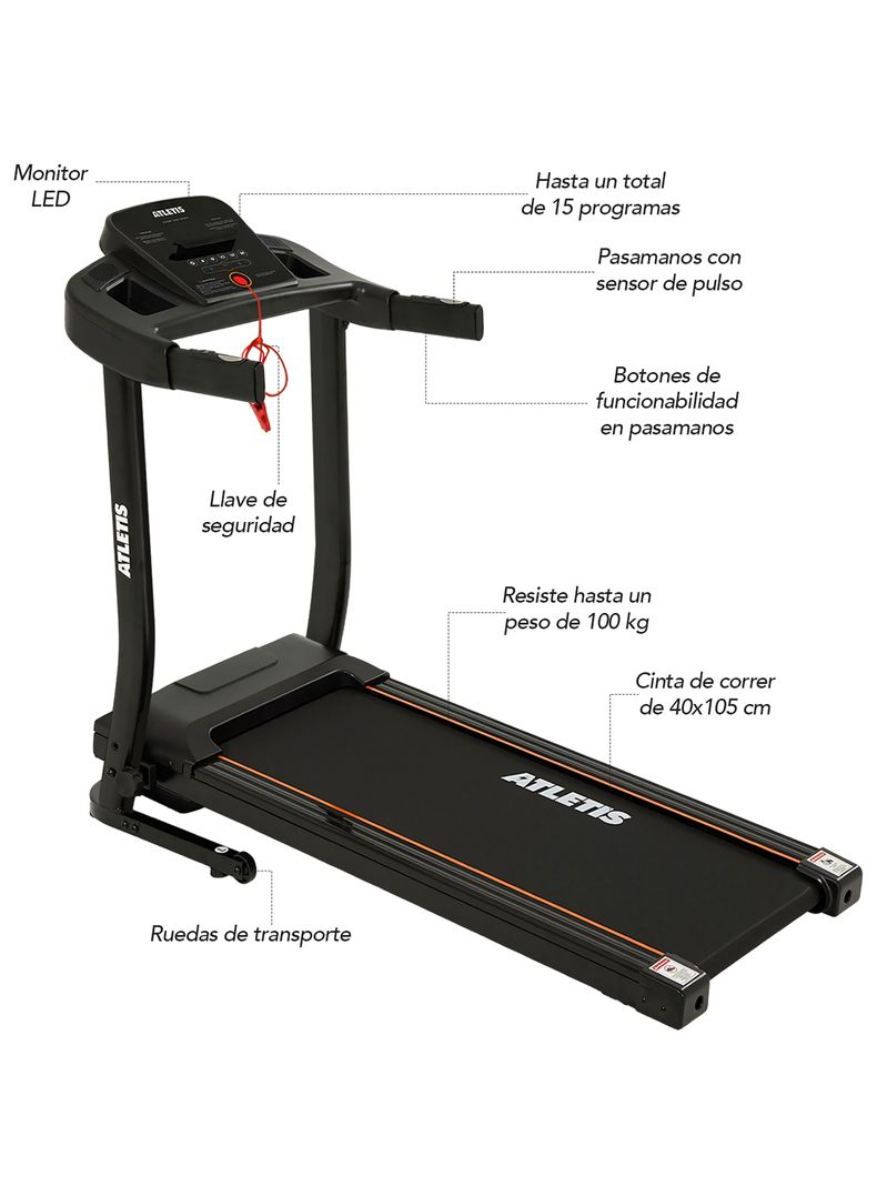 Trotadora Atletis Endurance IV 1.0 HP Velocidad 12 km/h-1