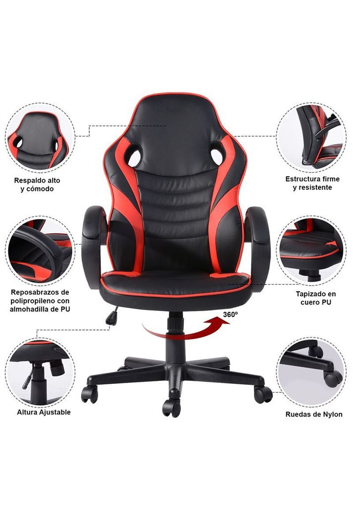 Silla Gamer Xgames Ergonómica Escritorio Rojo-4