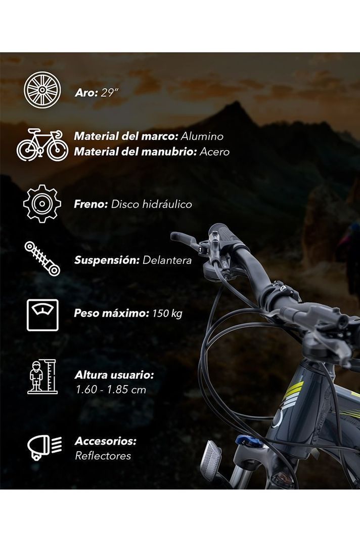 Bicicleta Mountain Bike Aro 29” 27 Velocidades Gris-3