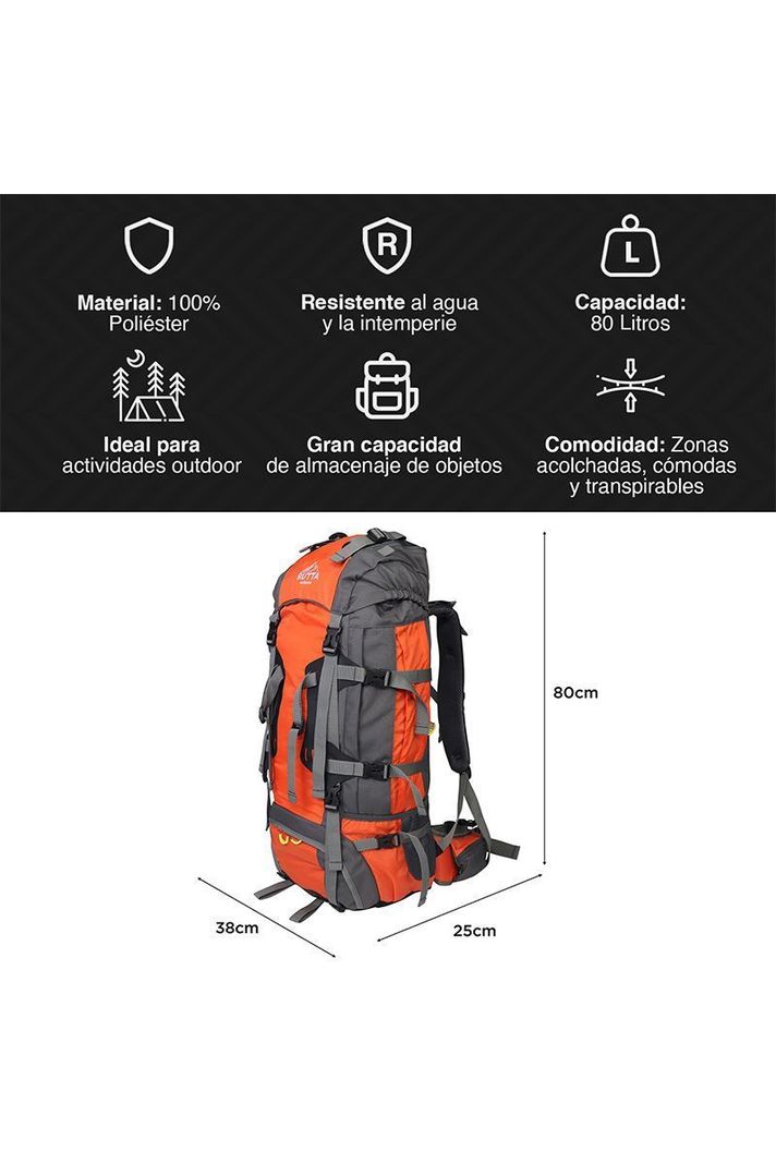 Mochila Camping 80L Naranjo-2