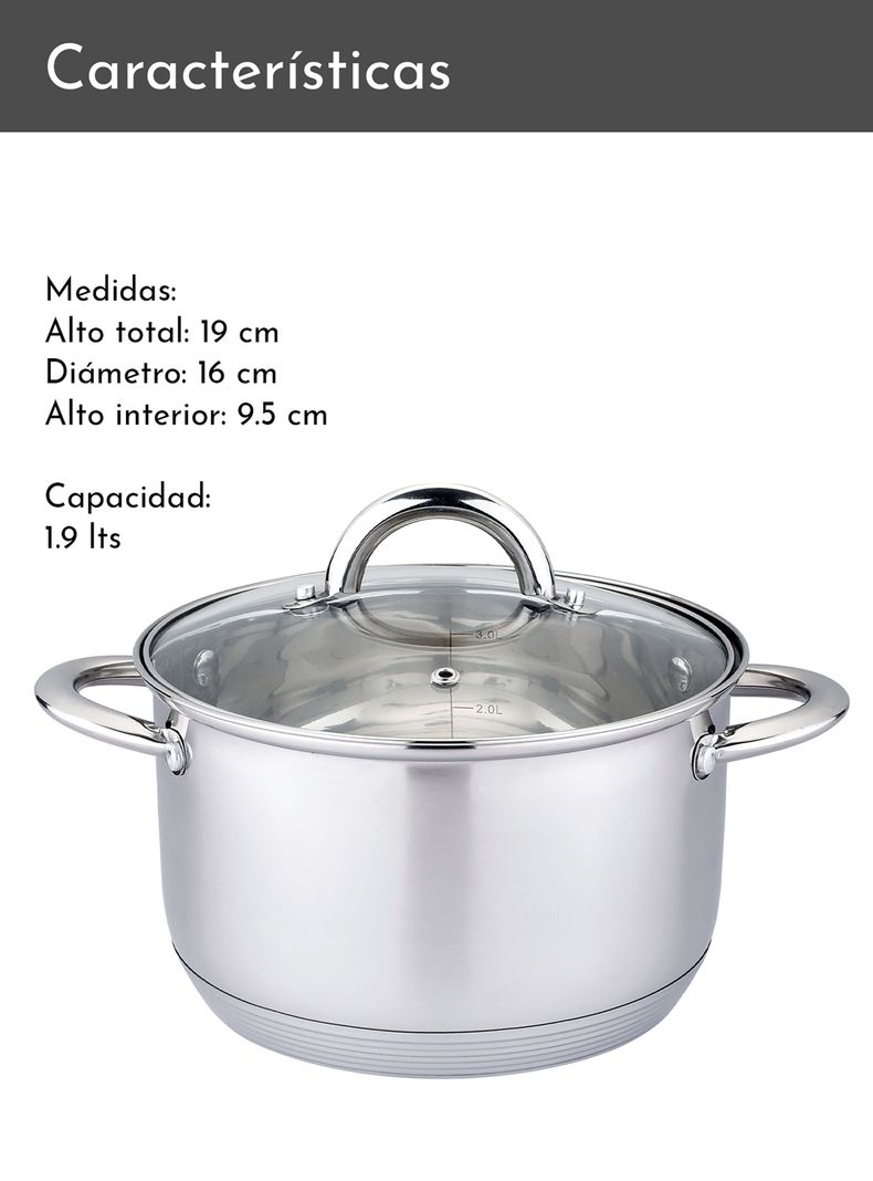 Olla de Acero inoxidable 16 cm 1,9 Lts-2