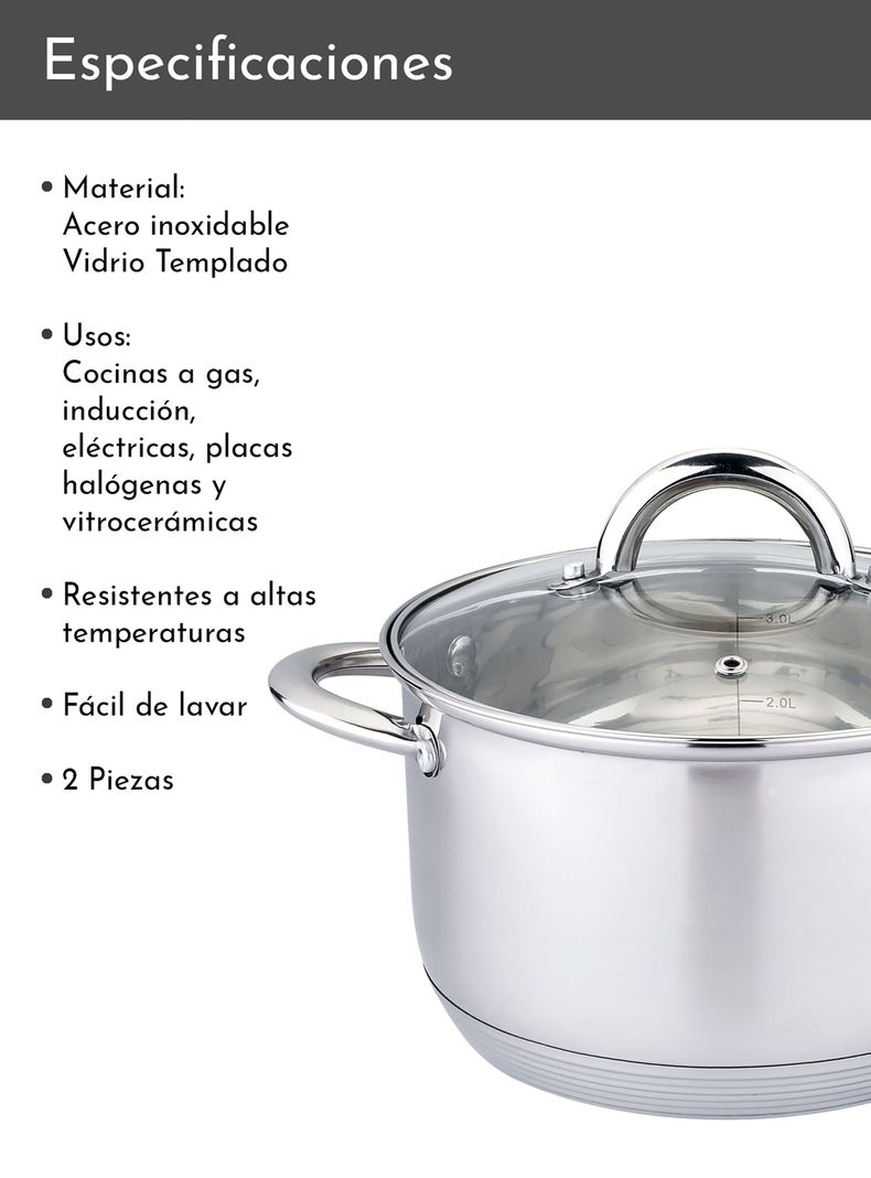 Olla de Acero inoxidable 16 cm 1,9 Lts-3