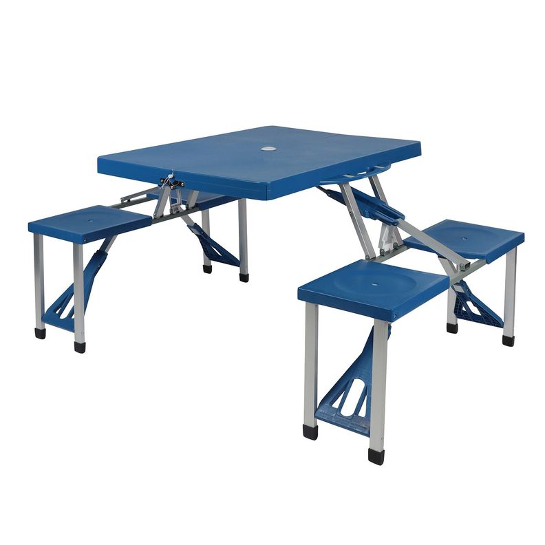 Mesa de Camping con Asientos Azul-0