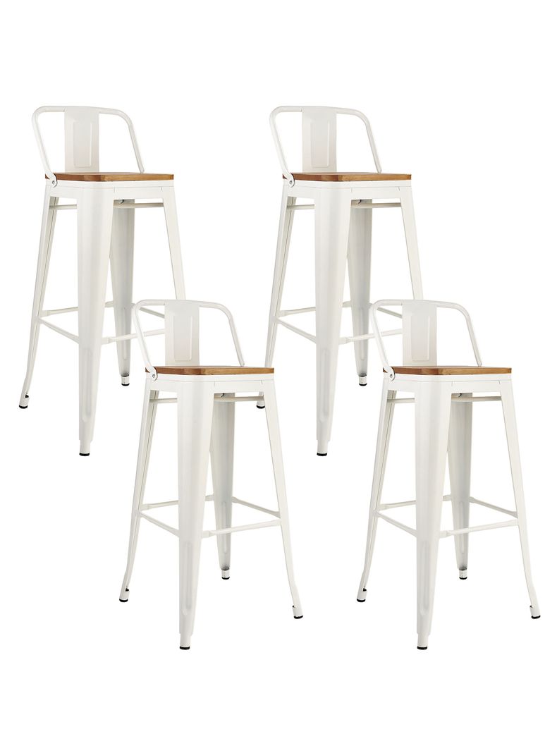 Pack 4 Pisos Bar Tolix Asiento Madera Blanco-0