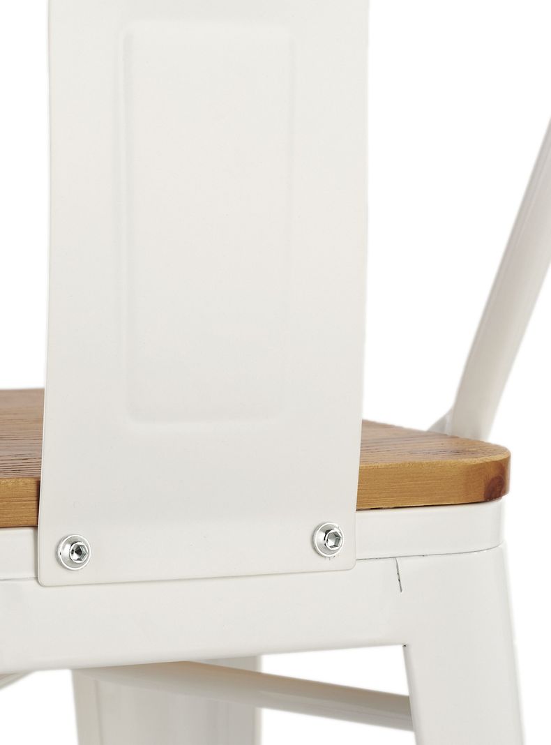 Pack 4 Pisos Bar Tolix Asiento Madera Blanco-5