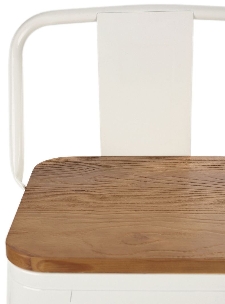 Pack 4 Pisos Bar Tolix Asiento Madera Blanco-7