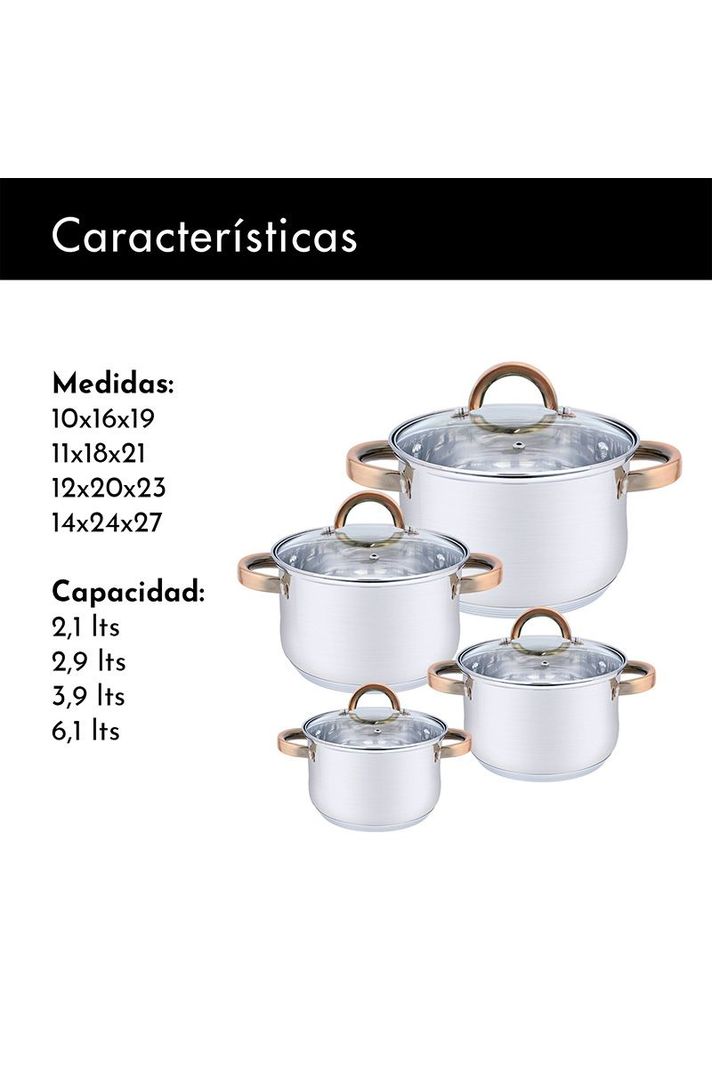 Set Baterías 8 Piezas Acero Inoxidable Berlín Gris-2