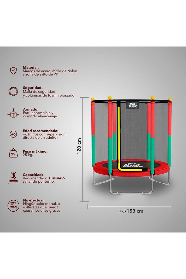 Cama Elástica 152 cm Rojo-2