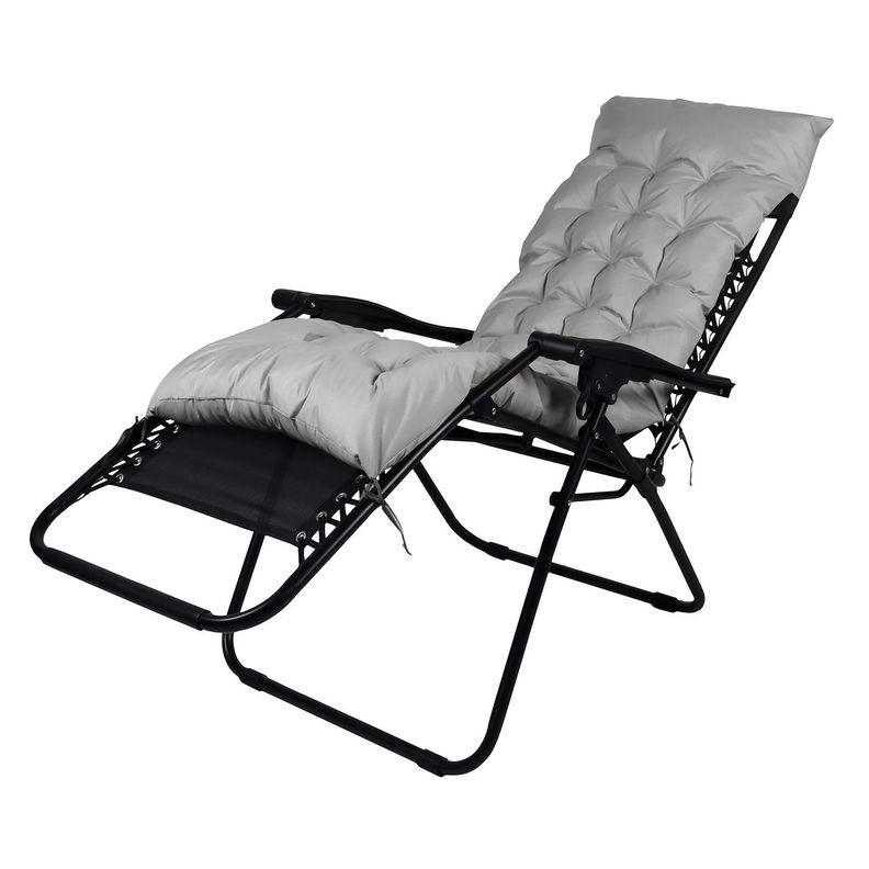 Reposera Plegable con Acolchado - Gris-0