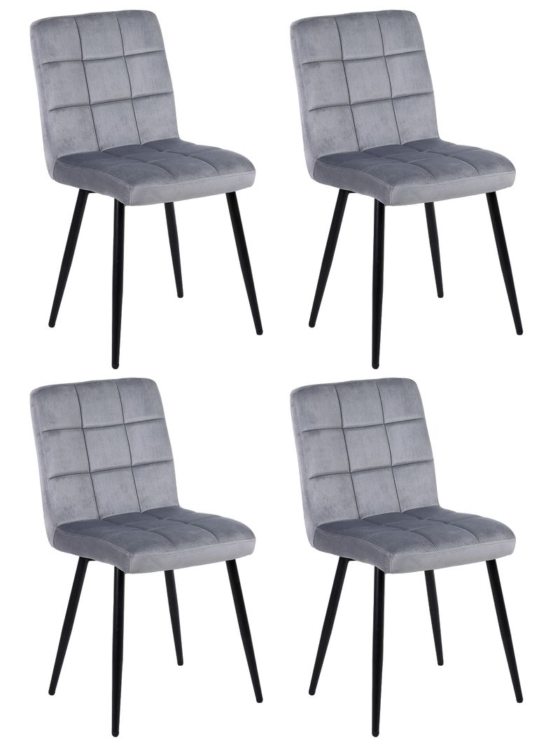 Pack de 4 Sillas de Comedor Modernas Novahus Velvet Gris-0