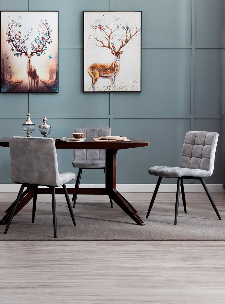 Pack de 4 Sillas de Comedor Modernas Novahus Velvet Gris-1