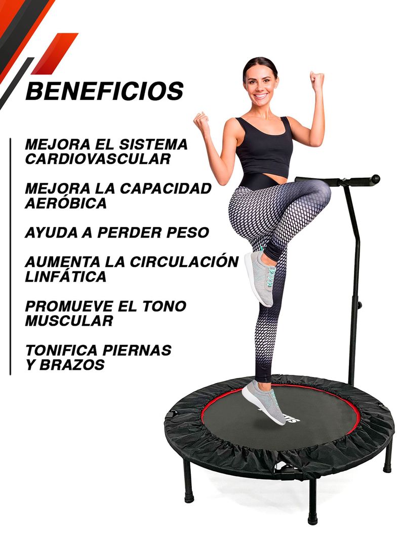 Trampolín con Barra 1,02 Metros Pro Fitness Negro-1