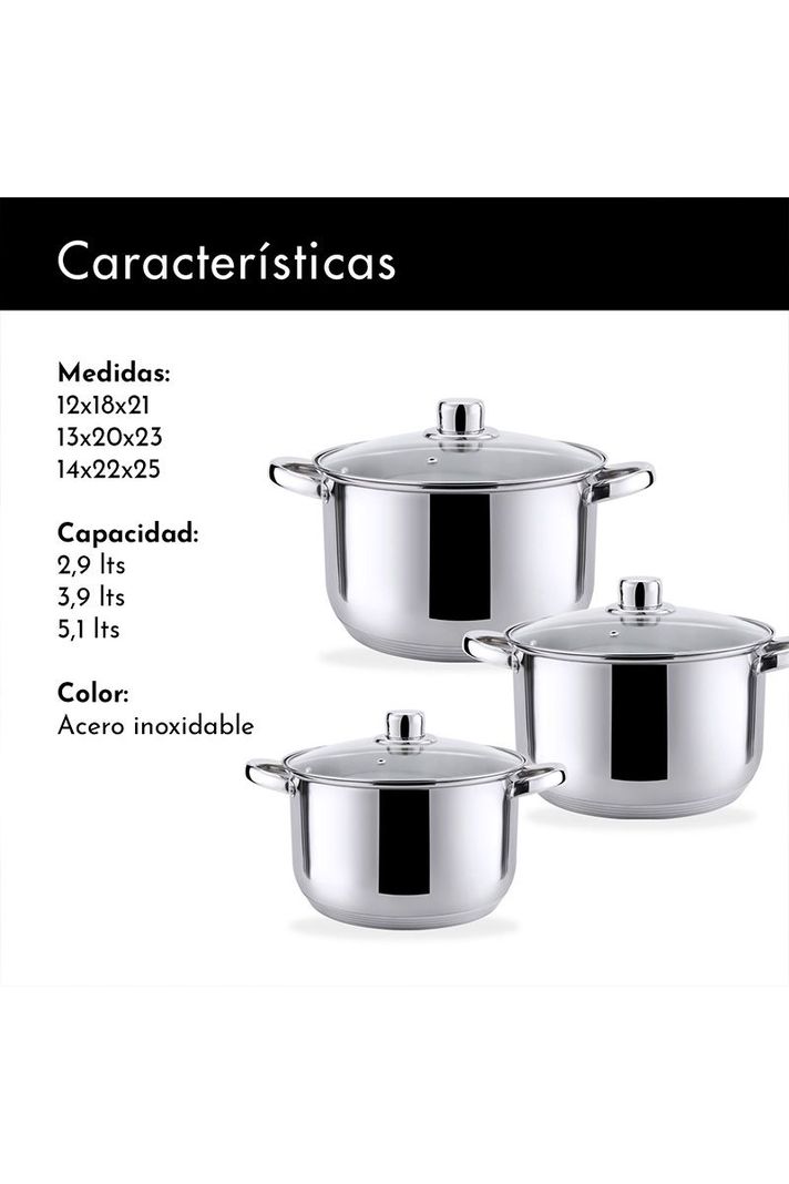 Baterías 6 Piezas Acero Inoxidable Dresden Gris-2