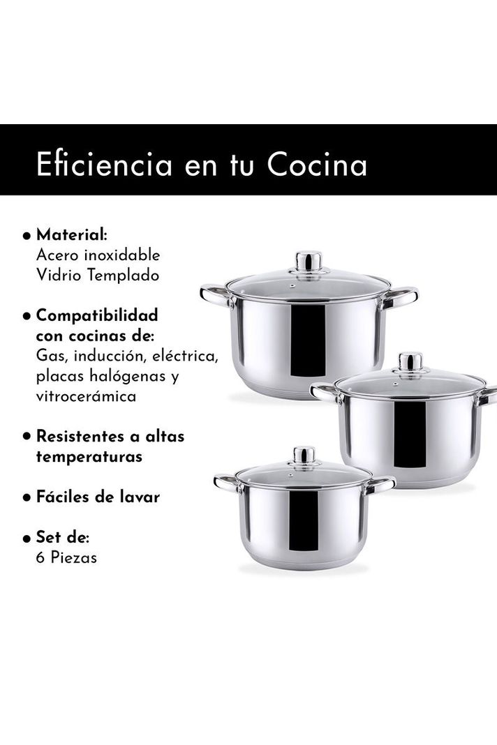 Baterías 6 Piezas Acero Inoxidable Dresden Gris-3